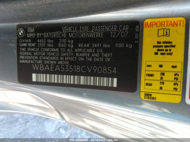 WBAEA53518CV90854 BMW 6 Series 650i