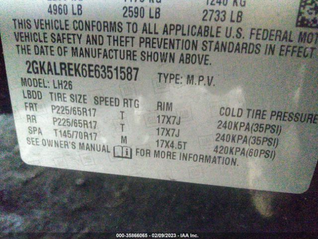 2GKALREK6E6351587 GMC Terrain Sle