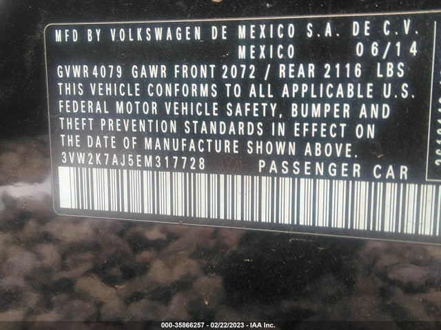 3VW2K7AJ5EM317728 Volkswagen Jetta Sedan S
