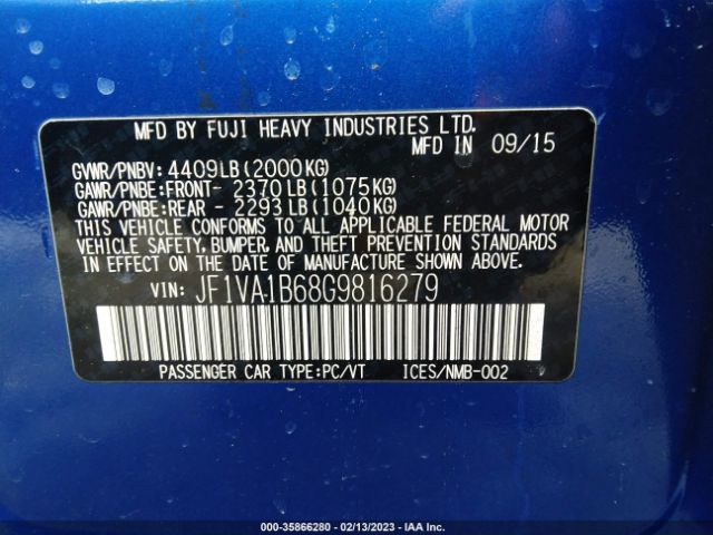 JF1VA1B68G9816279 Subaru WRX