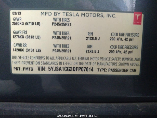Tesla MODEL S 2013 5YJSA1CG2DFP07614 Image 11