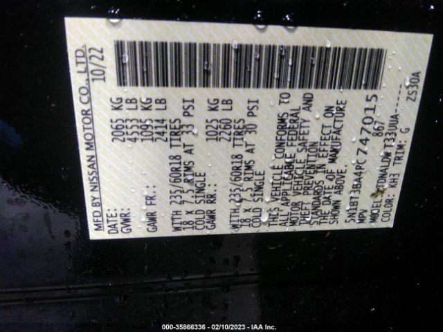 5N1BT3BA4PC747015 Nissan ROGUE SV
