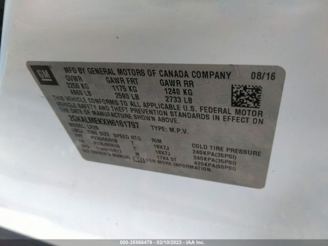 2GKALMEKXH6161797 GMC Terrain Sle