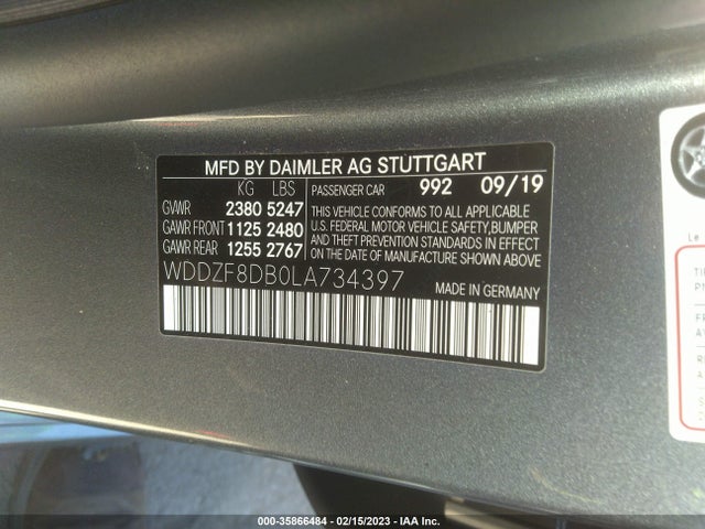 2020 Mercedes-Benz E-Class, VIN: WDDZF8DB0LA734397
