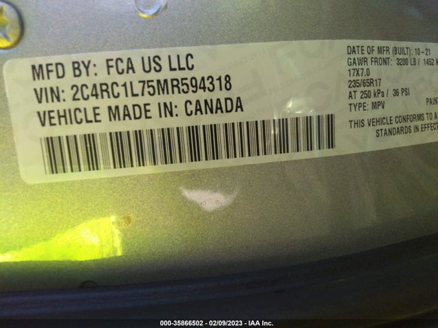 Chrysler Pacifica Hybrid Touring L 2021 2C4RC1L75MR594318 Image 9