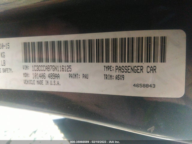 1C3CCCAB7GN116125 Chrysler 200 Limited