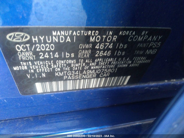 2021 Genesis G70, VIN: KMTG34LA9MU075801