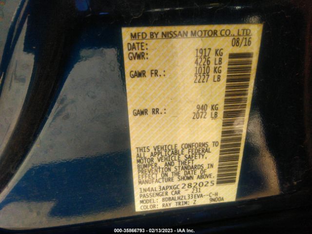 1N4AL3APXGC282025 Nissan Altima 2.5 Sr