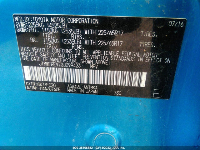 Toyota RAV4 2016 JTMWFREV7GJ099423 Image 9