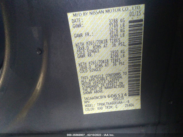 2015 Nissan Armada, VIN: 5N1AA0NC8FN606514