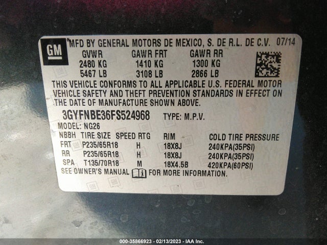 2015 Cadillac SRX, VIN: 3GYFNBE36FS524968