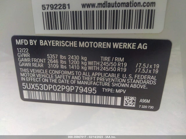 2023 BMW X3, VIN: 5UX53DP02P9P79495