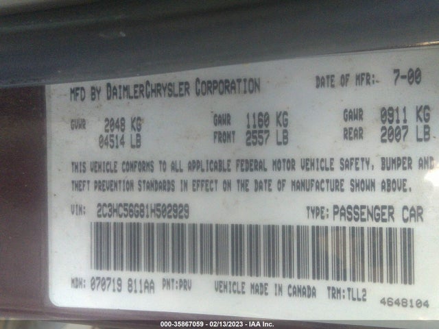 2C3HC56G81H502929 Chrysler LHS