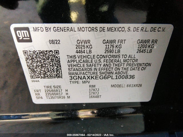 Chevrolet EQUINOX LT 2023 3GNAXKEG6PL100836 Image 9