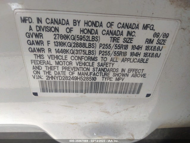 Acura MDX 2009 2HNYD28249H528510 Image 10