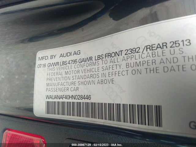 WAUANAF40HN028446 Audi A4 PREMIUM