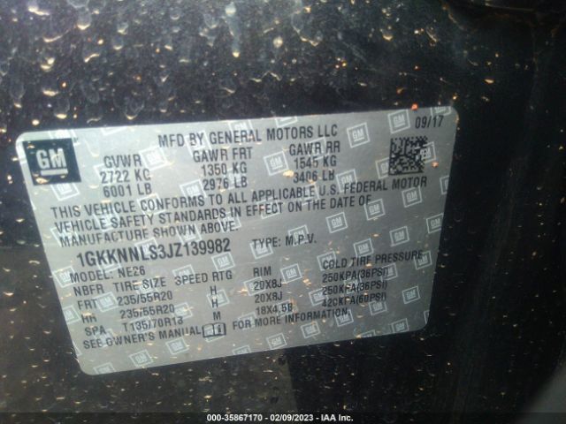1GKKNNLS3JZ139982 GMC ACADIA SLT