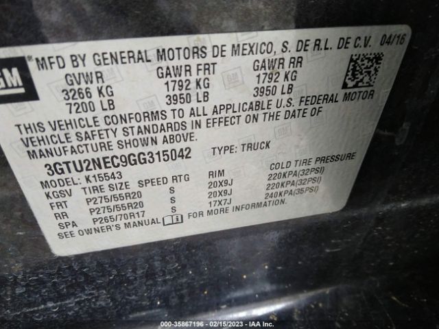 3GTU2NEC9GG315042 GMC Sierra 1500 Slt