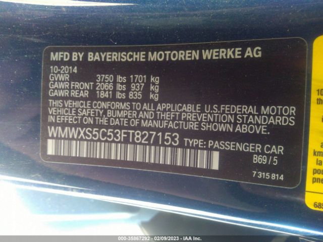 WMWXS5C53FT827153 Mini COOPER HARDTOP 4 DOOR