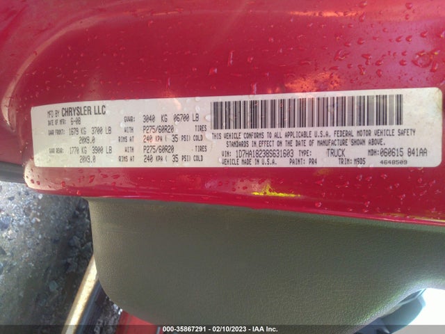 Dodge Ram 1500 Slt 2008 1D7HA18238S631603 Image 10