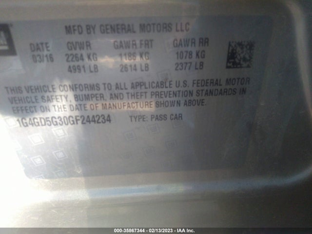 Buick Lacrosse Premium I 2016 1G4GD5G30GF244234 Image 9