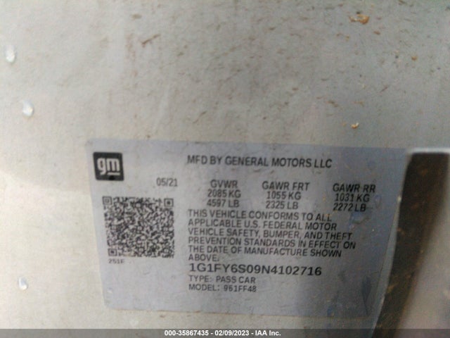 2022 Chevrolet Bolt EUV, VIN: 1G1FY6S09N4102716