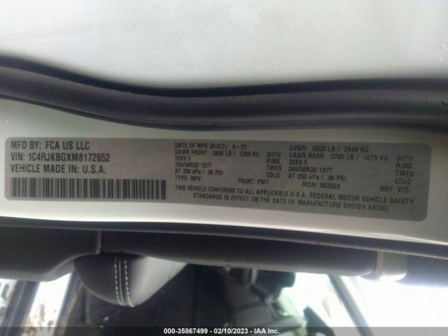 1C4RJKBGXM8172652 Jeep Grand Cherokee L Limited