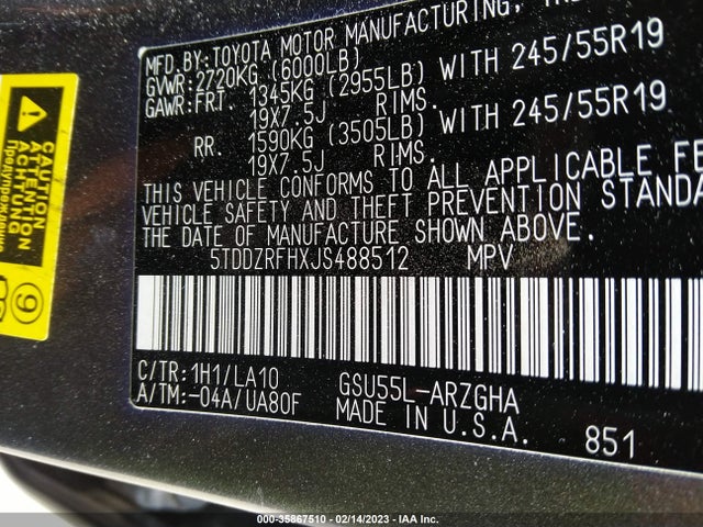 2018 Toyota Highlander, VIN: 5TDDZRFHXJS488512