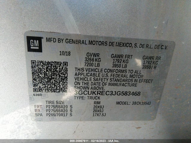 Chevrolet Silverado 1500 Lt 2018 3GCUKREC3JG583468 Image 10