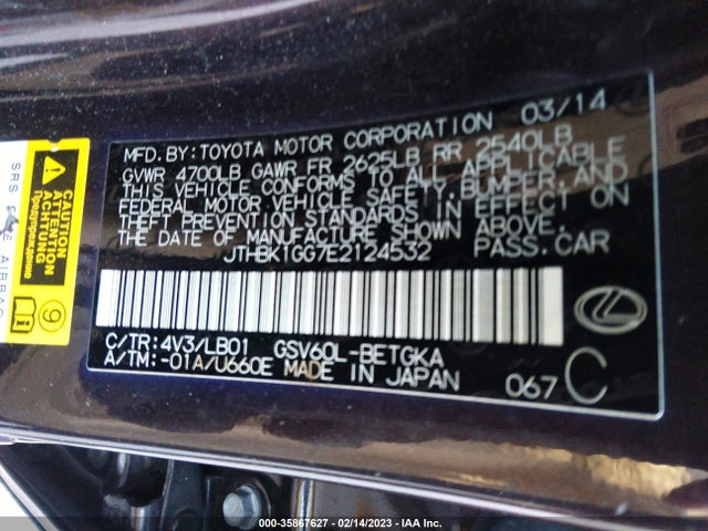 JTHBK1GG7E2124532 Lexus ES 350