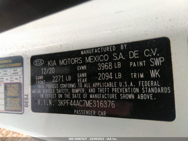 KIA FORTE GT 2021 3KPF44AC7ME316376 Image 11