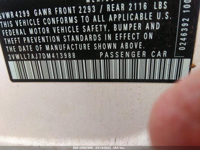 2013 VOLKSWAGEN JETTA SEDAN TDI VIN: 3VWLL7AJ7DM413988
