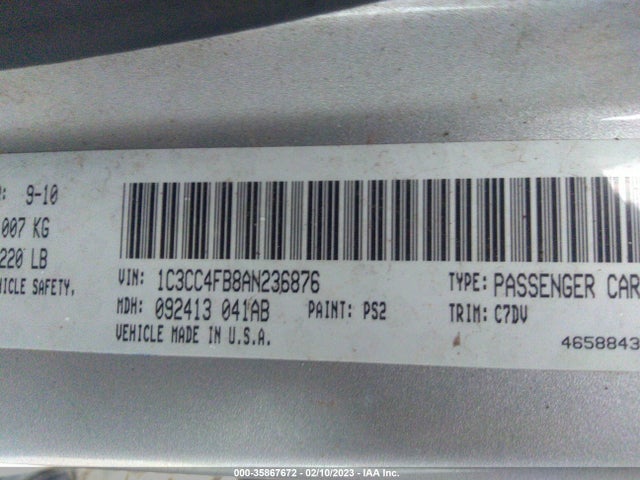 1C3CC4FB8AN236876 Chrysler Sebring Touring