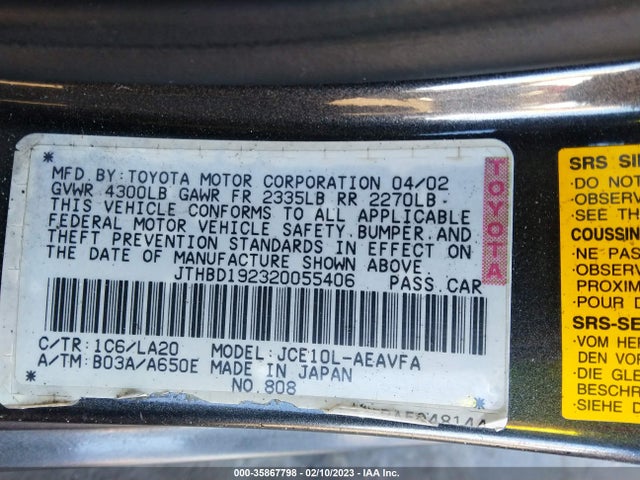 Lexus IS 300 2002 JTHBD192320055406 Image 10