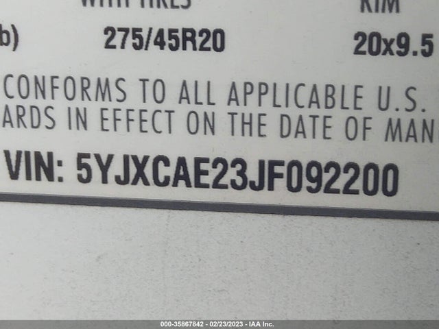 2018 Tesla Model X, VIN: 5YJXCAE23JF092200