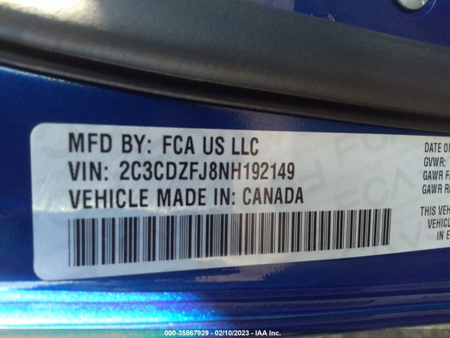 Dodge Challenger R/t Scat Pack 2022 2C3CDZFJ8NH192149 Image 9