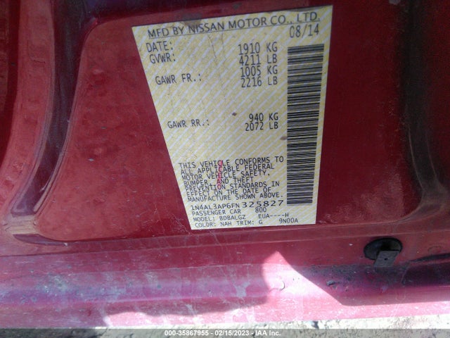 2015 Nissan Altima, VIN: 1N4AL3AP6FN325827