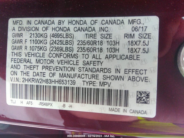 Honda Cr-v Ex-l 2017 2HKRW2H83HH653139 Image 10