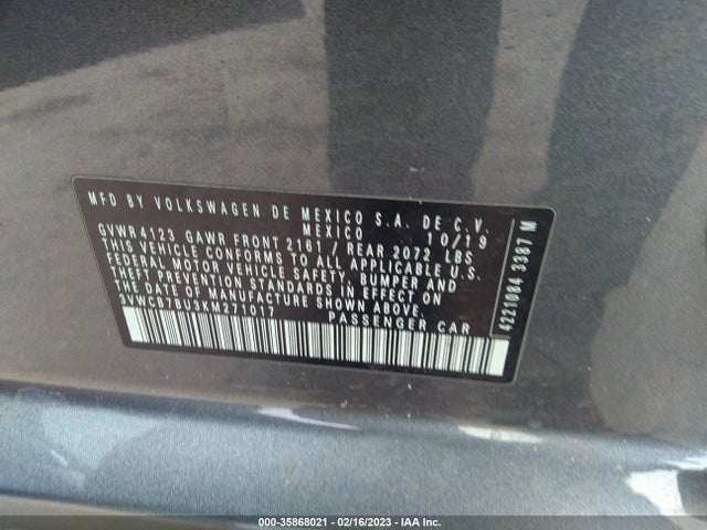 3VWCB7BU3KM271017 Volkswagen Jetta S/se/r-line