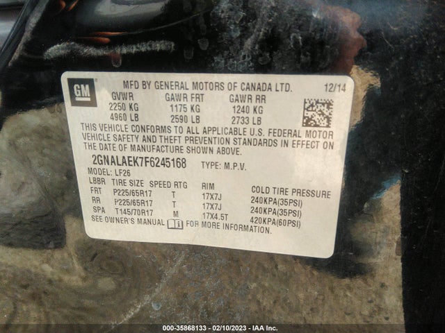 Chevrolet EQUINOX LS 2015 2GNALAEK7F6245168 Image 10