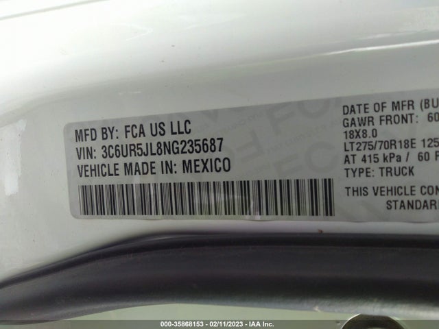 3C6UR5JL8NG235687 RAM 2500 Big Horn