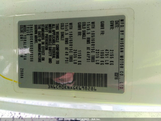 2016 Nissan NV 200, VIN: 3N6CM0KNXGK698286