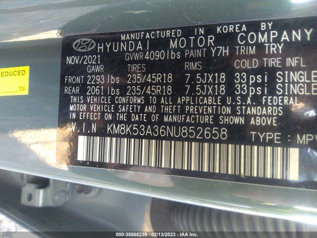 Hyundai Kona Limited 2022 KM8K53A36NU852658 Image 11