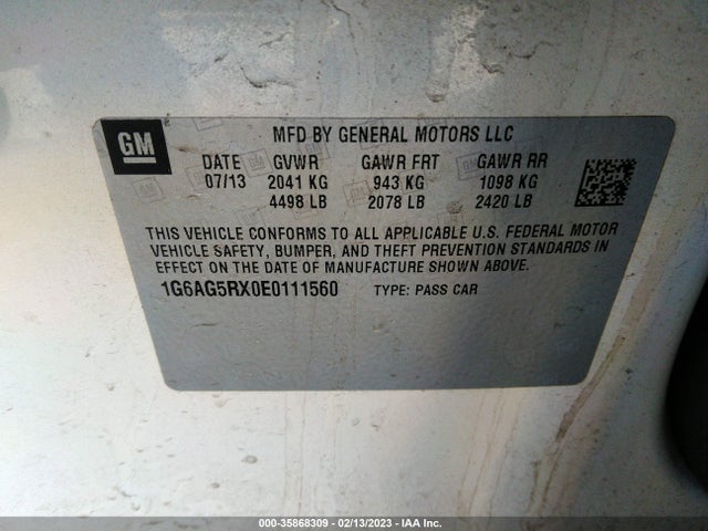 1G6AG5RX0E0111560 Cadillac Ats Standard Awd