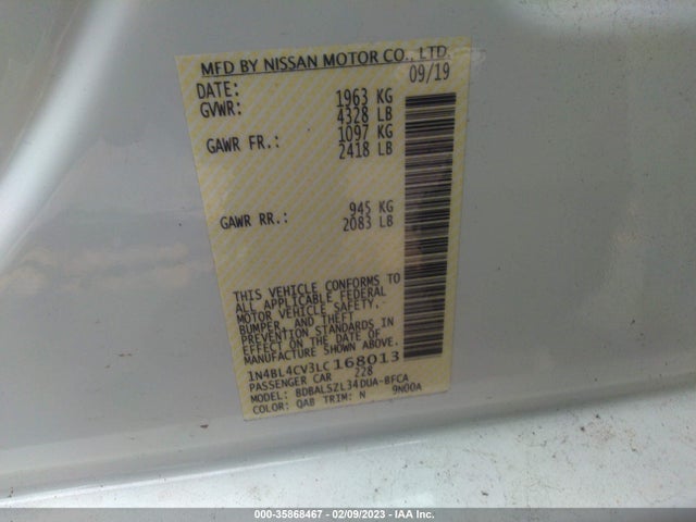 2020 Nissan Altima, VIN: 1N4BL4CV3LC168013