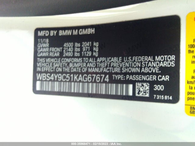 BMW M4 2019 WBS4Y9C51KAG67674 Image 9