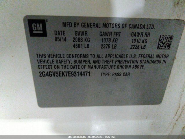 2G4GV5EK7E9314471 Buick Regal