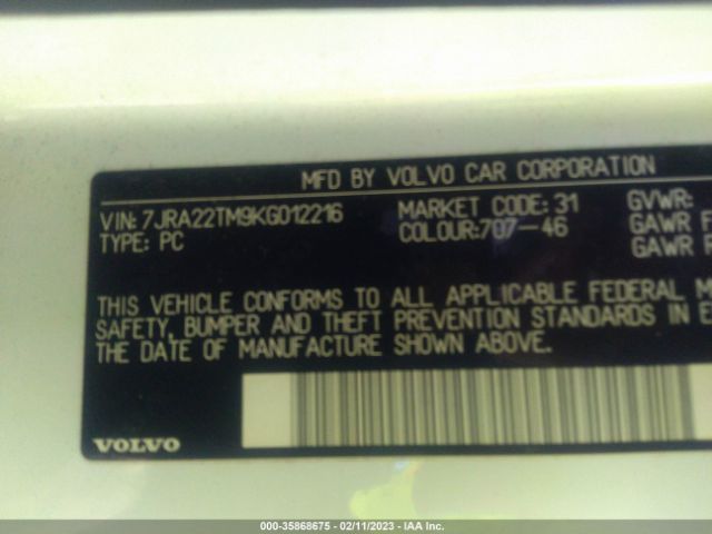 7JRA22TM9KG012216 Volvo S60 R-design
