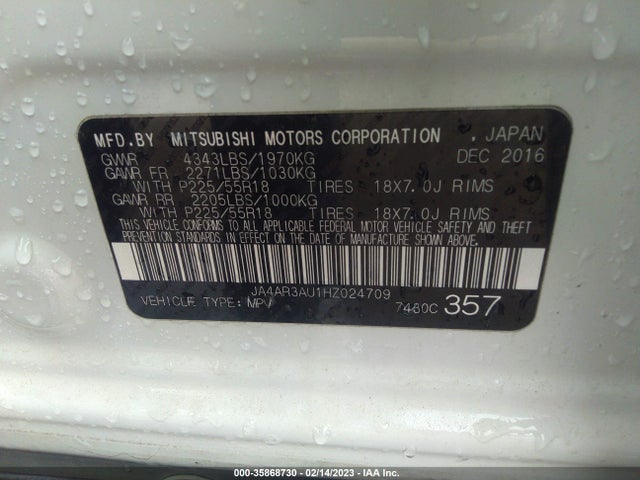 JA4AR3AU1HZ024709 Mitsubishi Outlander Sport 2.0