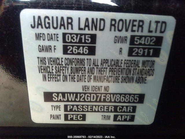 2015 Jaguar XJ, VIN: SAJWJ2GD7F8V86865